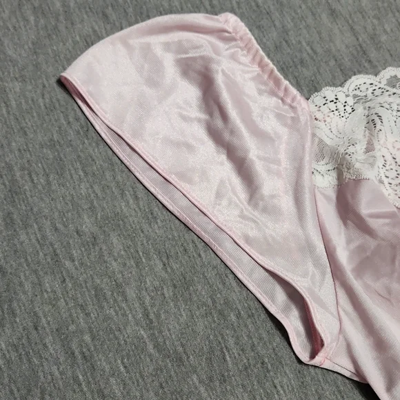 Vintage Union Made Lacey Lingerie Pink Chemise Slip Dress Nightgown - Picture 12 of 12